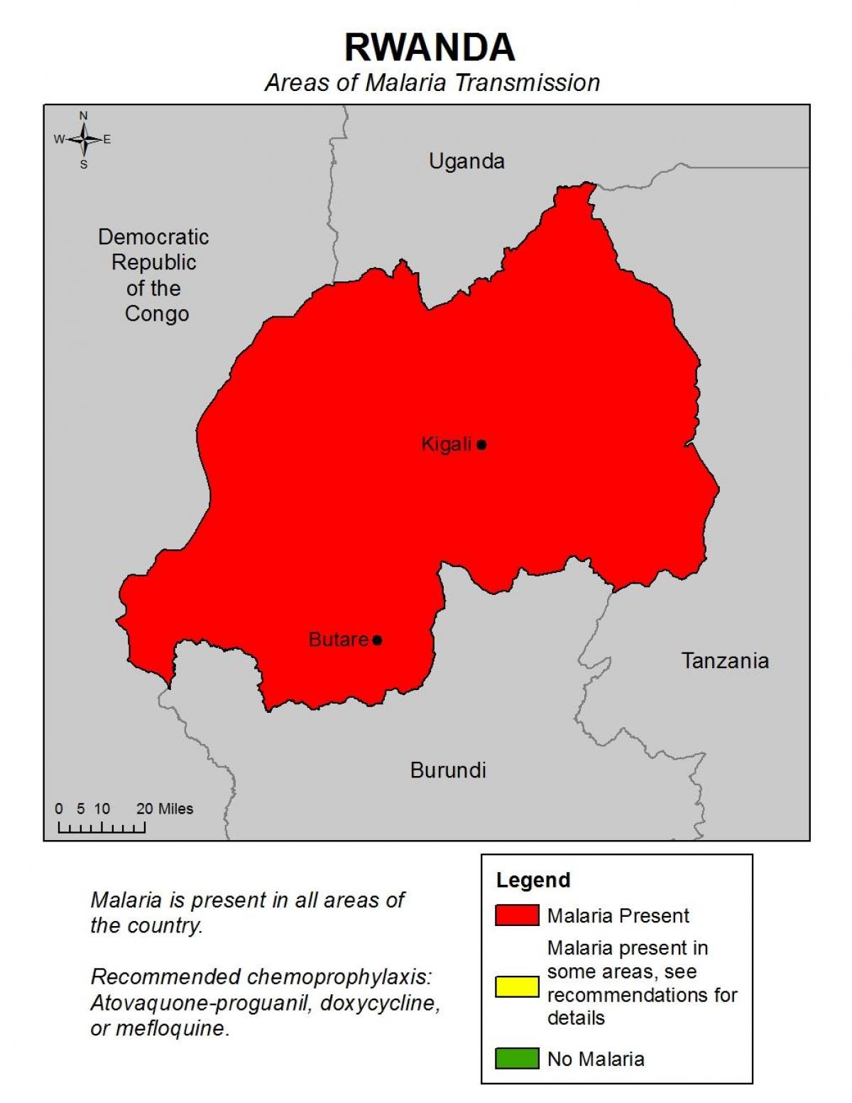 ਨਕਸ਼ਾ ਦੇ Rwanda ਮਲੇਰੀਆ